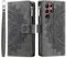 VEEMOS Wallet Case for Samsung Galaxy S23 Ultra Flower Flip Case Protective Leather Folio Book Phone Cover with Card Slots Kickstand Zipper Pocket - Grey