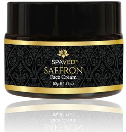 SpaVed Saffron Face Cream 50g – Anti Aging Brightening Moisturiser with Saffron, Licorice & Aloe Vera – Day & Night Cream for Women & Men with Natural Ingriedients– Paraben-Free, Cruelty-Free