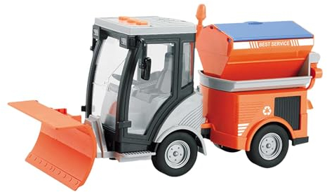 Generic Simulazione per Bambini Spazzatrice Stradale Giocattolo Spazzatrice Stradale 1/16 Veicolo con Ruote a Frizione per Bambini Ragazzi Ragazze, Arancia