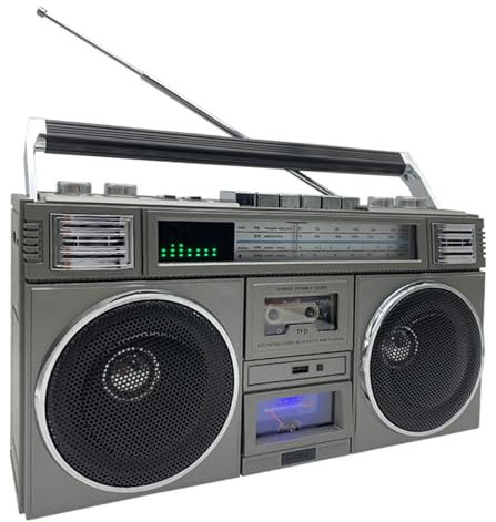 BDJSN Portable Retro Boombox, 1980S-Style Audio Tape Player, Cassette Player AM/FM Shortwave Radio USB, Micro SD Wireless Bluetooth 4 Speaker HIFI Sound Quality For Family Gathering Travel