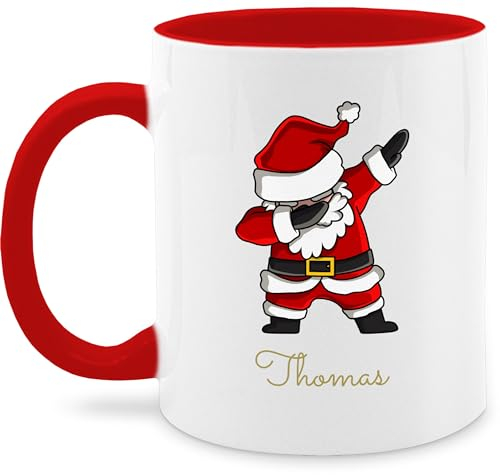 Tasse Tassen 325ml - Weihnachten Weihnachtstasse - Dab Dabbing Weihnachtsmann mit Name I Weihnachtsmotiv - 325 ml - Rot - weihnachtstassen christmas mug personalisierte weihnachtsmotiven kaffeetasse