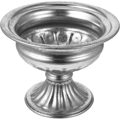GANAZONO Vintage Silver Iron Flower Pot Planter for Outdoors and Home, European Style Wedding Party Decoration, Ornamental Plant Pot Delicate Roman Design, Garden Urn Planters