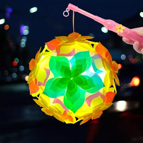 St Martin Laterne Bastelset, Laternenstab Kinder Led, Tragbare Laterne für Kinder, Martinslaterne mit Laternenstab, Multicolor Laternen Bastelset, für Martinsumzug, Weihnachten, Halloween (Gelb)