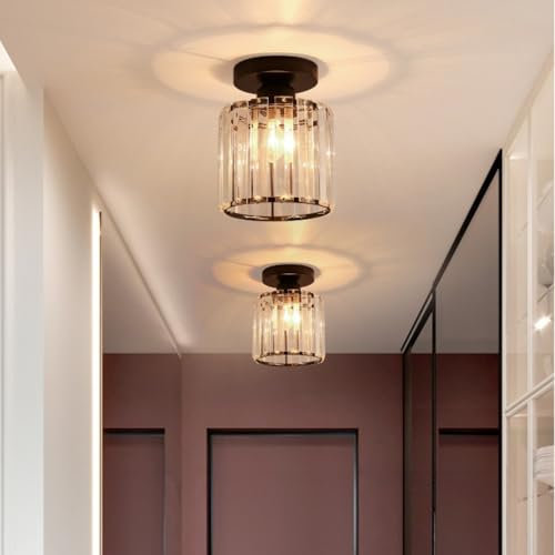 zhxinashu Kronleuchter Kristall, Deckenleuchte Modern, dreifarbige Beleuchtung, Kronleuchter Modern für Wohnzimmer, Esszimmer, Balkon, Eingang (2PCS,Schwarz)