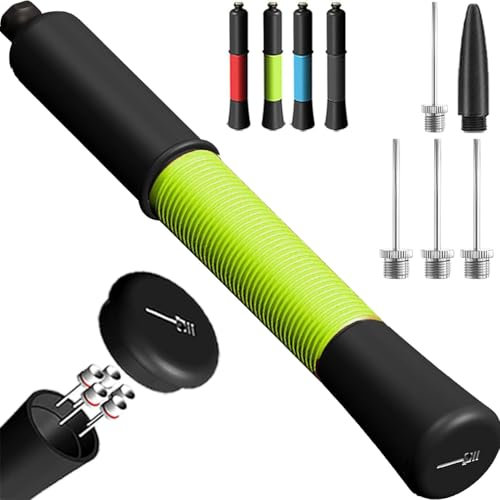 Ball Pump with Needle Storage(Never Lose Pin) Football Pump with 5 Needles and Extendable Cable, Soccer Football Pumps, Volleyball Pump Rugby Ball Inflator - Great for All Balls - 1 Pack