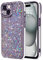 Lafunda for iPhone 15 Case for Womens Girls, Luxury Bling Glitter Diamond Crystal Festival Shiny Case Camera Protection Shockproof Silicone TPU Phone Cover for iPhone 15 6.1, Purple