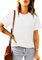 Suncife Womens Summer Casual Crewneck Basic Tshirts Short Sleeve T Shirt Tees Tops (White,L)