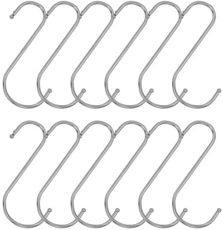 AMANDELIZABE 12 ganci a forma di S, multifunzionali ganci a forma di S, ganci da appendere, ganci doppi per cucina, bagno, camera da letto (argento)