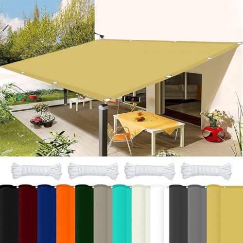 Toldo rectangular de 1,2 x 2,8 m, color crema, para jardín, patio, piscina, terraza, balcón, protección UV, incluye cuerda