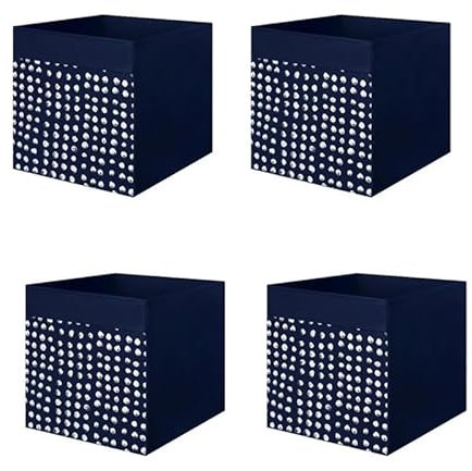 Generisch DRÖNA Fach Box (4er Set Pack), dunkelblau/weiß, 33x38x33 für Kallax Regale (SONDERPOSTEN)