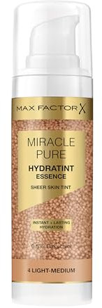 Max Factor Miracle Pure Hydratint Essence, feuchtigkeitsspendendes Make-up mit leichter Deckkraft, 71% wasserbasiert, mit Mikro-Kapsel Pigmenten, 30 ml, Fb. 1 Fair