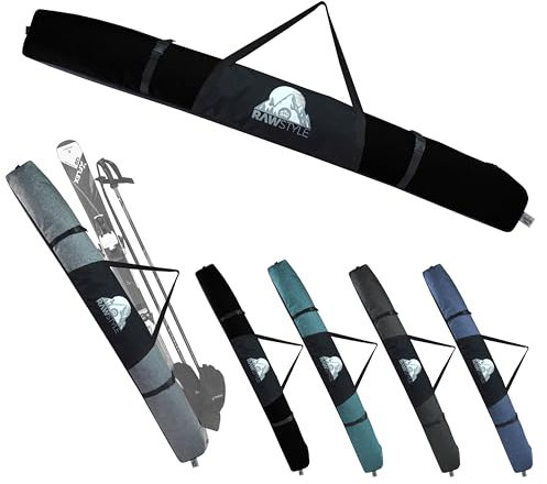 Rawstyle Skitasche Skisack für Ski Erwachsene Skistöcke 160cm oder 180cm wasserdicht Skibag Skicover Wintersport Skiaufbewahrung Modell 3 (Uni schwarz, 180cm)