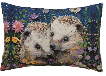 Httup Weicher Kissenbezug mit Igel-Motiv, für Urlaub, Dekoration, Heimgeschenke und Reisen, weicher Kissenbezug für Couch