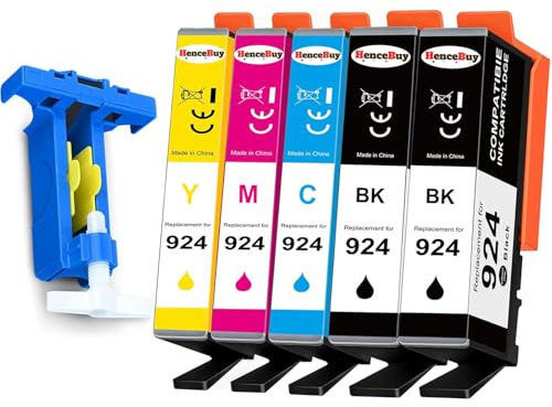HenceBuy 924 Patronen Multipack Kompatibel für HP 924 für HP OfficeJet Pro 8120 8122e 8124e 8132e 8134e 8135e 8125e Schwarz Magenta Cyan Gelb (Nicht mit Chip, 5er-Pack)