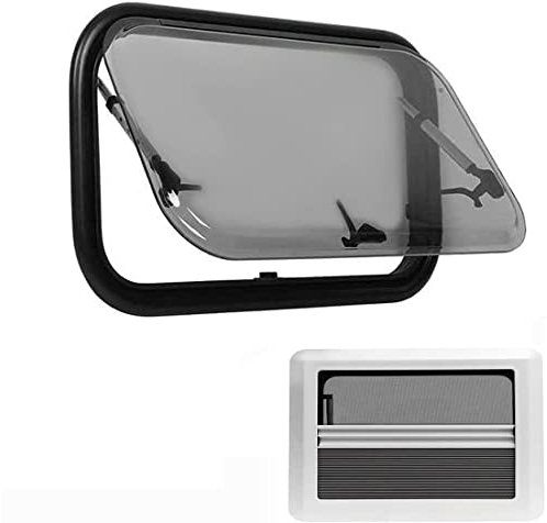 IEOWY Finestra per Camper, Finestra Laterale, Finestra per Camper, Finestra Esterna a Spinta per Camper, Finestra per Camper con Tenda avvolgibile Integrata e zanzariera, per Camper, 900 * 450 mm
