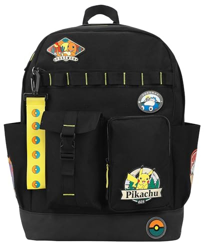 Pokémon Character Patches Rucksack, 48,3 cm, Schwarz