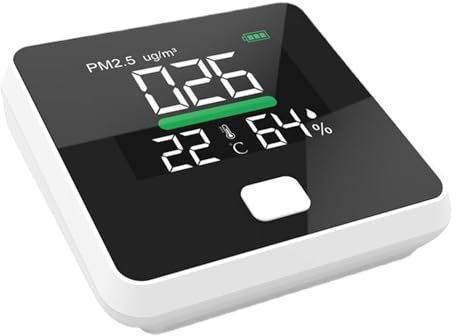 Detector de calidad del aire: analizador de aire interior con sensor CO2 PM2.5, Verificador de contaminación inteligente | Dispositivo de prueba portátil, herramienta digital de tiempo real, herramien