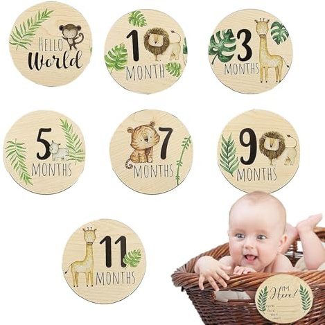 mensili Di Pietre miliari Del Bambino - Tracker Di Crescita In Legno