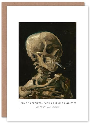 Artery8 Vincent Van Gogh Head Of A Skeleton With A Burning Cigarette Greeting Card – Unique Expressive Art Note Card