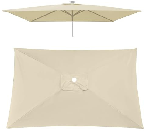 Sonnenschirm Ersatzbezug 200x300 200x200 300x300 6/4/8 Streben Gartenschirm Ersatz Abdeckung, Quadrat, Tragenresistent Verdickt Wasserdicht Knickbar, Nicht Leicht Zu Verblassen(Beige,197X297cm)