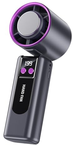 Fan à main - Fans personnels | Ventilateur à écran numérique portable, ventilateur portable à main avec écran numérique, petits ventilateurs d'air avec batteries, 18,3 x 6 cm