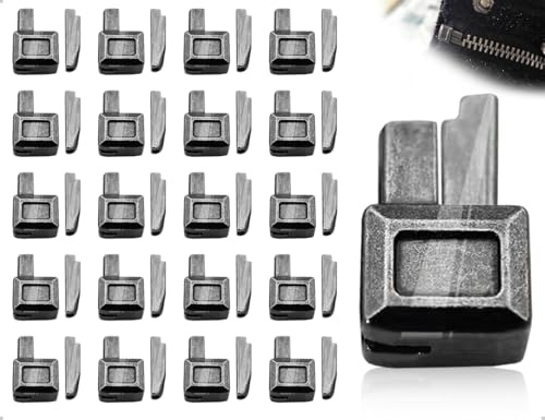 Emezddo 20 Sets Reißverschluss Reparatur Set,Metall Reißverschluss Steckteil,Verriegelung Schieberhalter,verwendet für Kleidung Jacken Taschen Jeans DIY Nähen Ersatzteile(Schwarz)