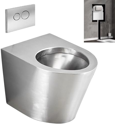 WANGJIANPENGPL WC Suspendu, Cuvette WC Suspendu en Acier Inoxydable 304, Réservoir d'eau Caché, Toilettes a Double Chasse, Antigel, Anti-Odeur
