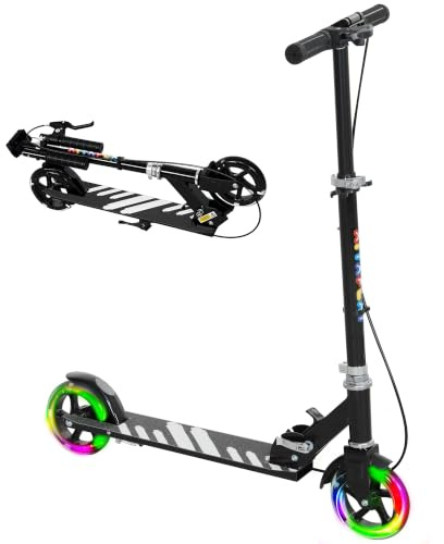 AIYAPLAY Roller Kinder Scooter Tretroller Leuchträder 3-8 Jahre | Klappbarer Kinderroller, Höhenverstellbarer Tretroller, Bremse, Kickscooter, Für Jugendliche, Cityroller, Bis Zu 50 kg