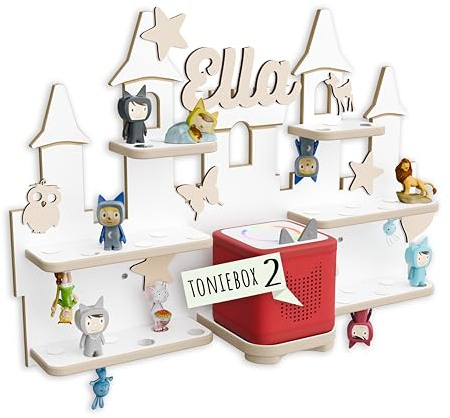 Holzura Toniebox 2 Regal Schloss – Wandregal zur Tonie Aufbewahrung, Kinderregal für Toniebox 2 & Tonie Figuren, Wandregal Musikbox Kinderzimmer