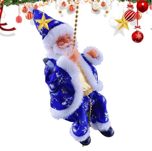 Babbo Natale arrampicato su corda, scaletta elettrica illuminata con musica, decorazione natalizia regolabile, decorazione natalizia per pareti, finestre, giardino