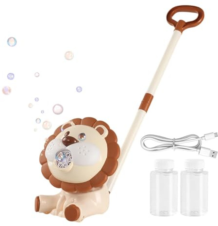 Macchina delle Bolle Soffiatore Automatico a Forma di Leone Giocattolo da | Tagliaerba Ricaricabile a Bolle per Bambini per Feste Compleanno Esterno Bambini e Bambine