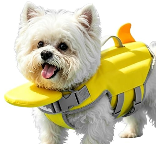 Hundeschwimmweste - Schwimmweste Hund Mit Kinnschwimmer Und Griff | Schwimmhilfe Mit Reflektierenden Elementen Für Welpen, Kleine Und Mittelgroße Haustiere, Pool, See, Fluss, Wasserspiele