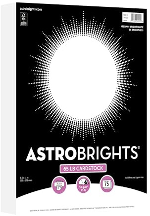 Astrobrights/Neenah Bright White Cardstock, 8.5 x 11, 65 lb/176 gsm, White, 75 Sheets (90905-02) - Packaging May Vary