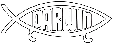 INDIGOS UG Auto Aufkleber Auto - 160x60 mm - Darwin Fisch - weiß - Selbstklebender Sticker für Auto, Fenster, Bus oder LKW - UV-beständig & wetterfest
