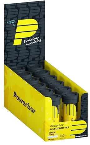 PowerBar 5 Electrolytes Lemon Tonic 12x10Tabs - Pastillas Efervescentes con 5 Electrolitos + 75 mg Cafeína