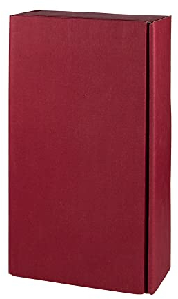 Henne Verpackung - Geschenkkarton, WeinkartonLino neutral rot - 2er, für zwei Flaschen (WK32372)