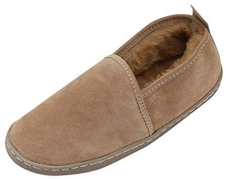 Hollert Lammfell Hausschuhe - Hubert Fellschuhe Lederschuhe Damen Herren Schuhe Größe EUR 41, Farbe Beige