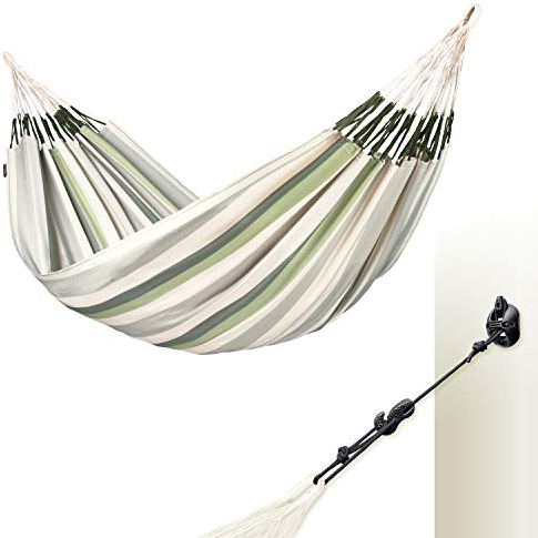 LA SIESTA® - Brisa - Kingsize + Multizweck-Befestigung Hängematte, handgefertigt in Kolumbien, mit 180 cm Breite für entspannte Momente drinnen und draußen. (Cedar)