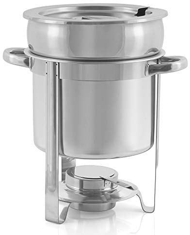 Mahlzeit Chafing Dish in Acciaio Inox Tondo | Contenitore scaldavivande, scaldavivande a bagnomaria per Buffet Catering Gastronomia e Party (7 Litri)
