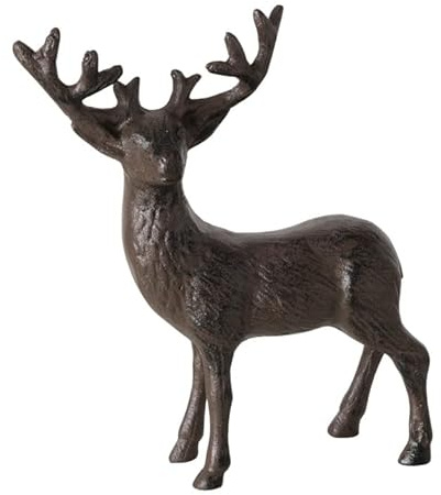 RiloStore Gußeisen Hirsch 18cm Wintertier Hirsche Waldtier b912 Weihnachten Rostdeko Deko Schaufensterdeko Raumdeko Weihnachtsdeko