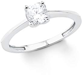 Amor Ring Weißgold 333/8ct Damen Ringe, mit Zirkonia synth., Silber, Kommt in Schmuck Geschenk Box, 2021233