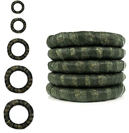 DekoPrinz Straw Wreaths with Fleece, Pack of 5, Diameter 33 cm, Thickness 6 cm, Decorative Wreath, Blank Wreath, Straw Ring