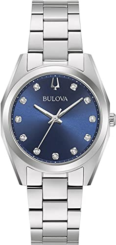 Bulova Damen Fashionuhr Surveyor in der Farbe Silber mit Edelstahlarmband, Gehäusedurchmesser: 31 mm, 96P229