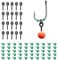 OTTYMO 50Pcs Hook Stops Rubber Shank Beads with 20Pcs Fishing Bait Screws Carp Rig Ring Screw Rings Earring Stopper Rotating Accessories for Fishing, Black