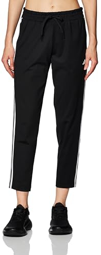 adidas Damen AEROREADY Made4Training 7/8 Knit 3-Stripes Tapered Pants, Black / White, L