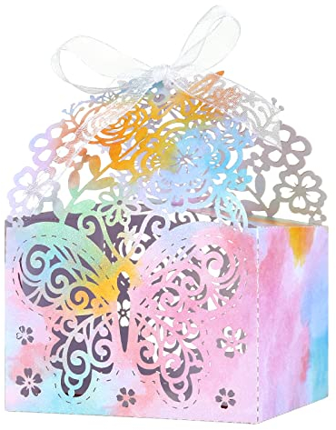 LIHAO 30 PCS Geschenkbox Geschenkschachtel Schmetterling Kleine Box Schachtel Geschenkschachteln für Gastgeschenke Süßigkeiten Hochzeit Taufe Party