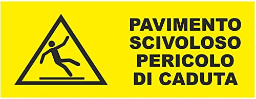 NEW CARTELLO SEGNALETICO UNI - Pavimento Scivoloso Pericolo di Caduta - Adesivo Extra Resistente, Pannello in Forex, Pannello In Alluminio (PANNELLO IN ALLUMINIO 30X12 cm)