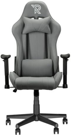 Ranqer Felix Fabric Gaming Stuhl mit Ergonomischem Design, Verstellbarer Rückenlehne 180°, 2D Armlehnen, Abnehmbaren Nacken- und Lendenkissen, Hochwertigem Stoffbezug, Stabiler Metallrahmen, Grau