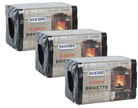 ESTEXO Rekord Kaminbriketts Braunkohlebrikett Braunkohle 30 kg Kamin Brikett Brennholz Öfen