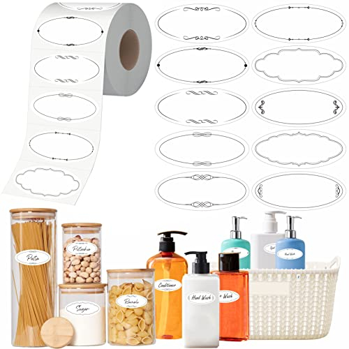 300 PCS Canning Labels, 10 Designs Food Jar Stickers with Perforation Line, Water/Oil/Tear Resistant Labels for Kitchen Supplies, Homemade Jam, Jelly in Mason Jars Containers (2.4” x 1”)